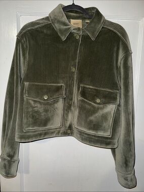Tahari Olive Green Corduroy Crop Jacket